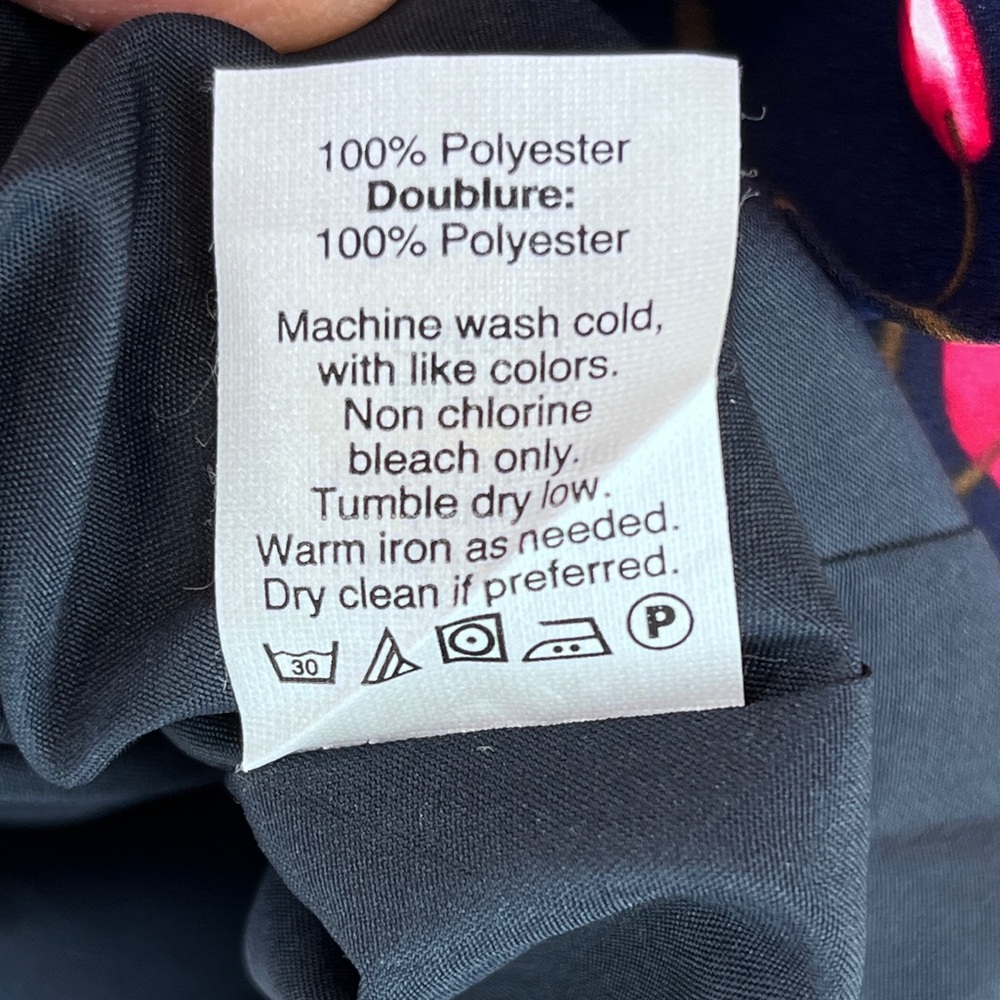 J Crew Factory Cherry Print Dress Ruffled Neck and Hemline Faux Wrap Navy Red 12 - Picture 11 of 11